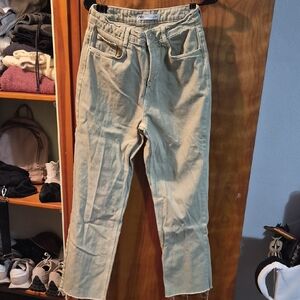 Zara Light Green Straight Jeans